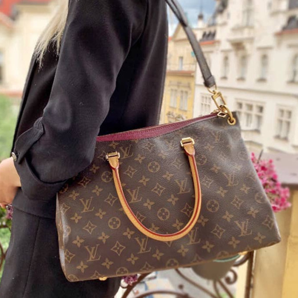 Louis Vuitton Aurore Leather And Monogram Canvas Pallas BB Bag at